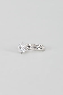 White Finish Swarovski Ring In Sterling Silver