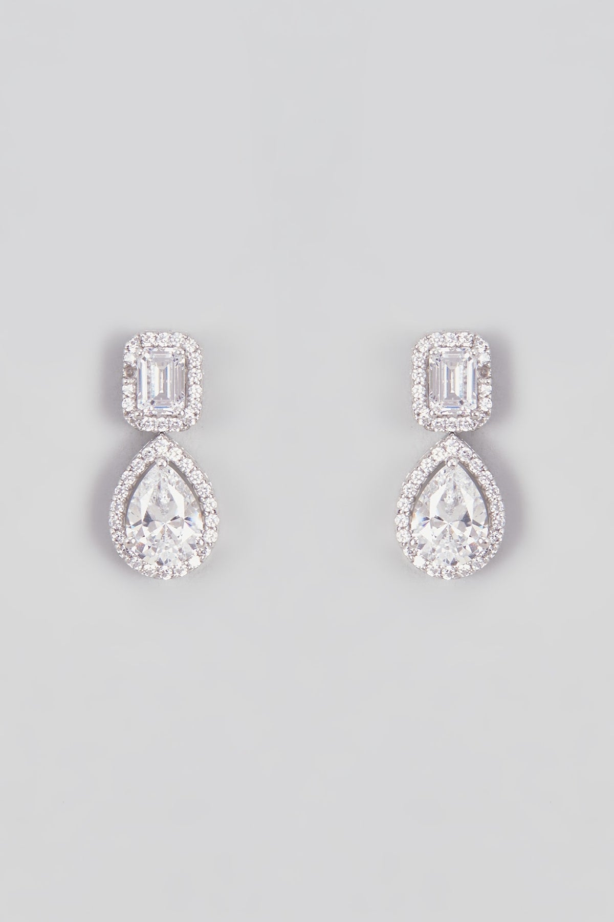 White Finish Swarovski Zirconia Dangler Earrings In Sterling Silver