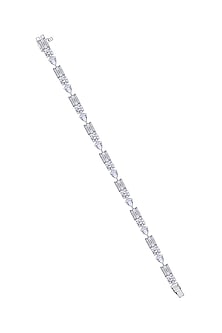 White Finish Swarovski Zirconia Solitaire Bracelet In Sterling Silver