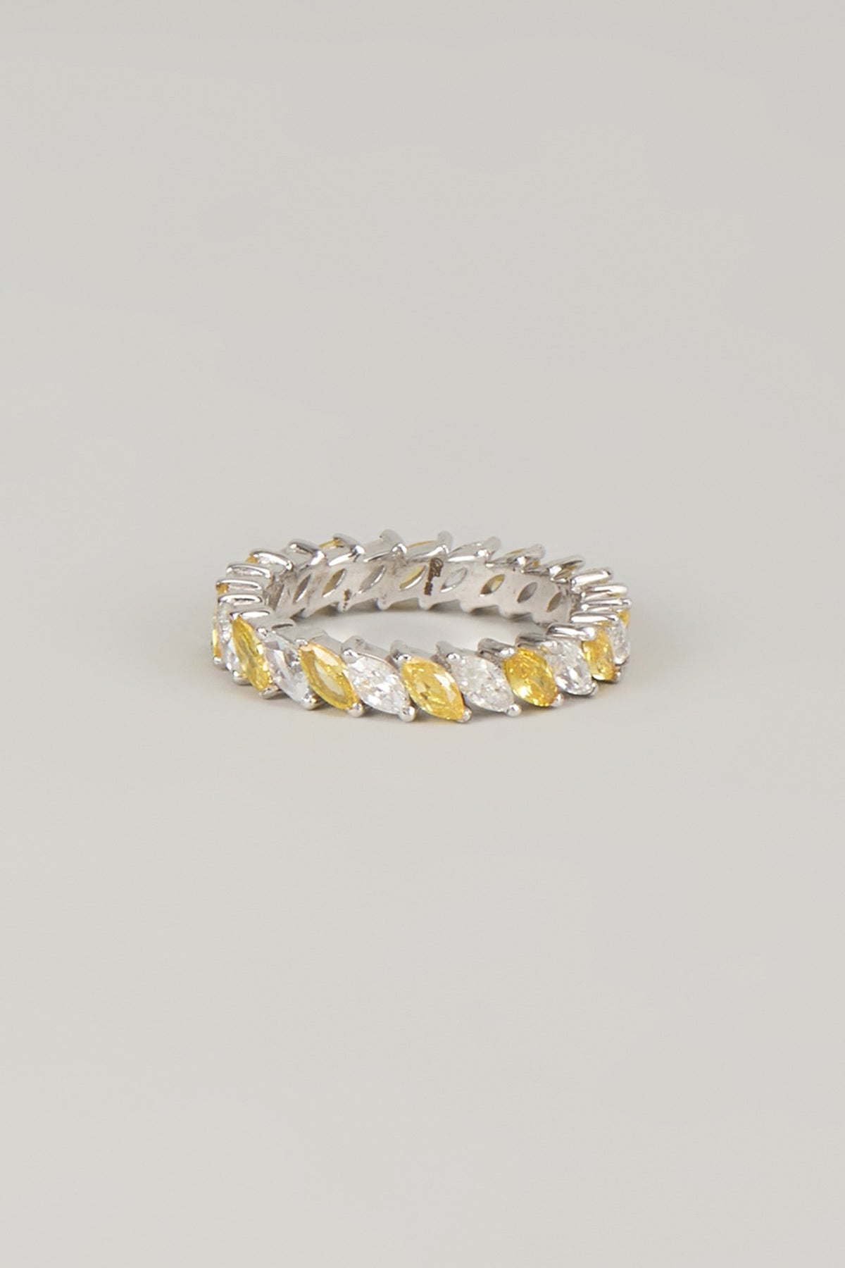 White Finish White Stone Ring In Sterling Silver