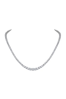 White Finish Swarovski Zirconia Solitaire Necklace In Sterling Silver