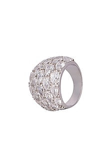 White Finish Swarovski Statement Ring