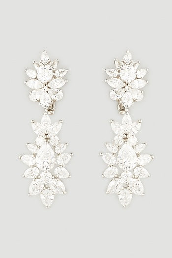 White Finish Zirconia Earrings In Sterling Silver