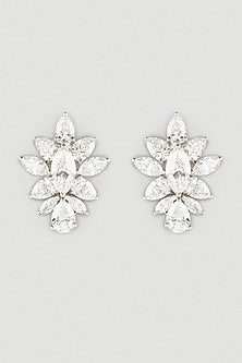 White Finish Swarovski Zirconia Earclips In 92.5 Sterling Silver