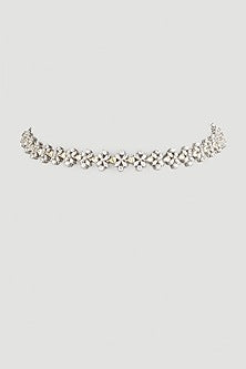 White Finish Swarovski Zirconia Choker Necklace In 92.5 Sterling Silver