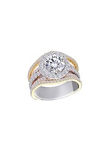 White Finish Swarovski Zirconia Ring In Sterling Silver