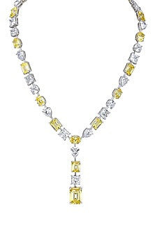 White Finish Yellow & White Swarovski Necklace In Sterling Silver