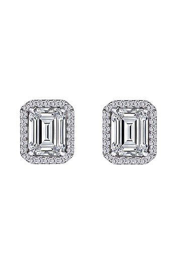 White Finish Swarovski Stud Earrings In Sterling Silver