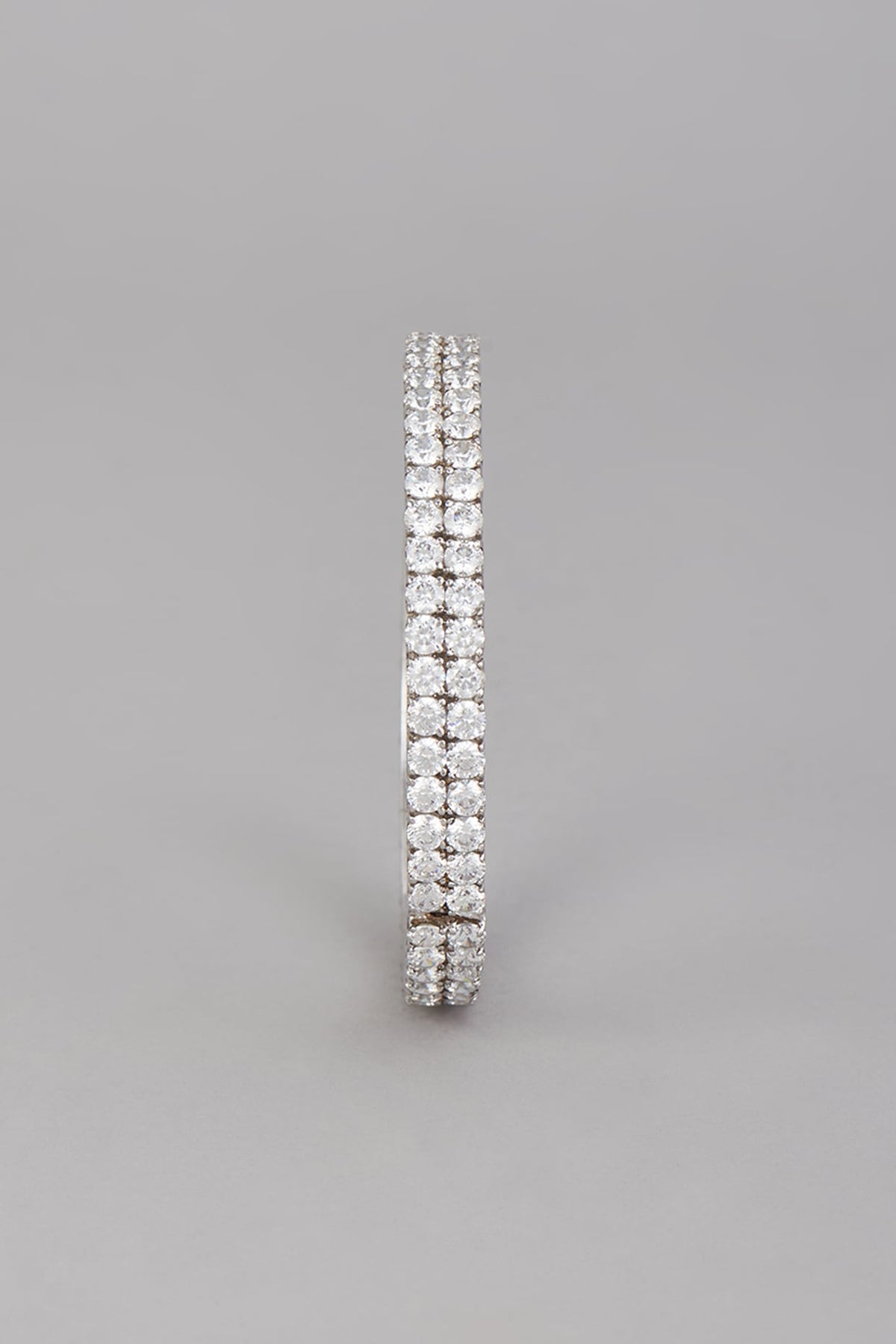 White Finish Zirconia Bangle In Sterling Silver