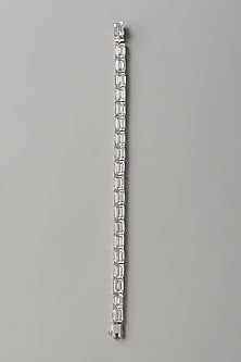 White Finish Swarovski Zirconia Bracelet In Sterling Silver