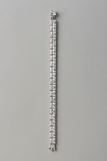 White Finish Swarovski Zirconia Bracelet In Sterling Silver