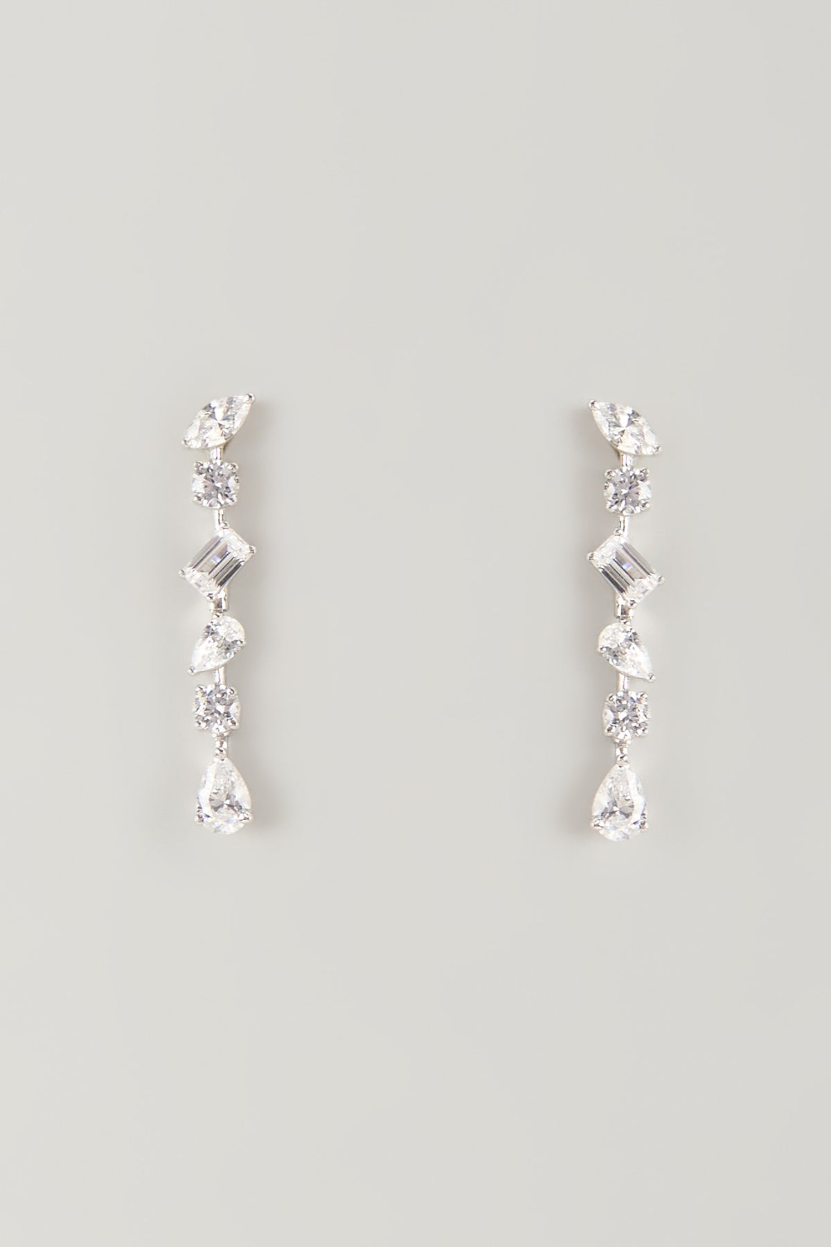 White Finish White Stone Dangler Earrings In Sterling Silver