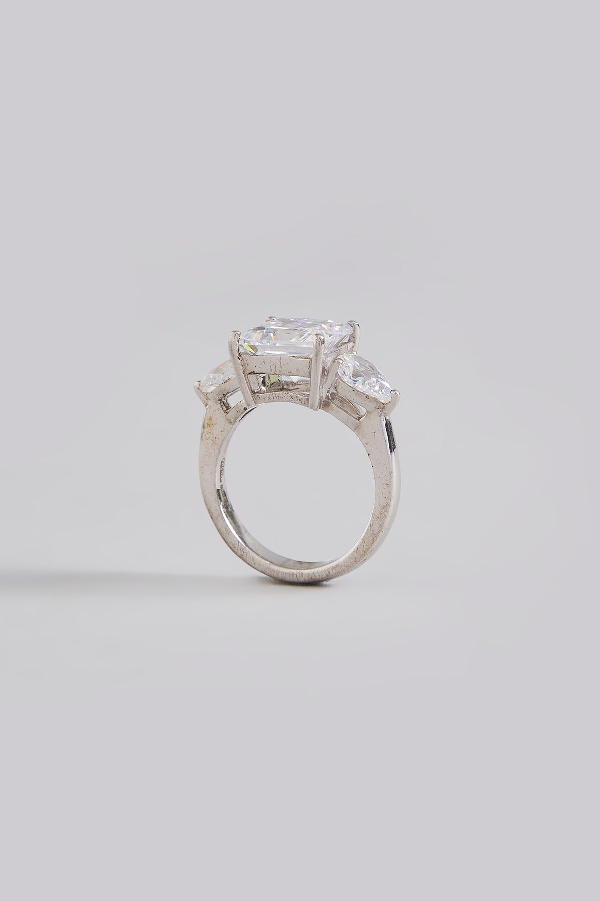 White Finish White Stone Ring In Sterling Silver