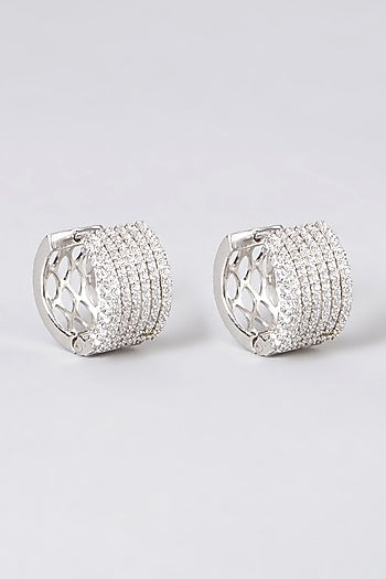 White Rhodium Finish Earrings In Sterling Silver