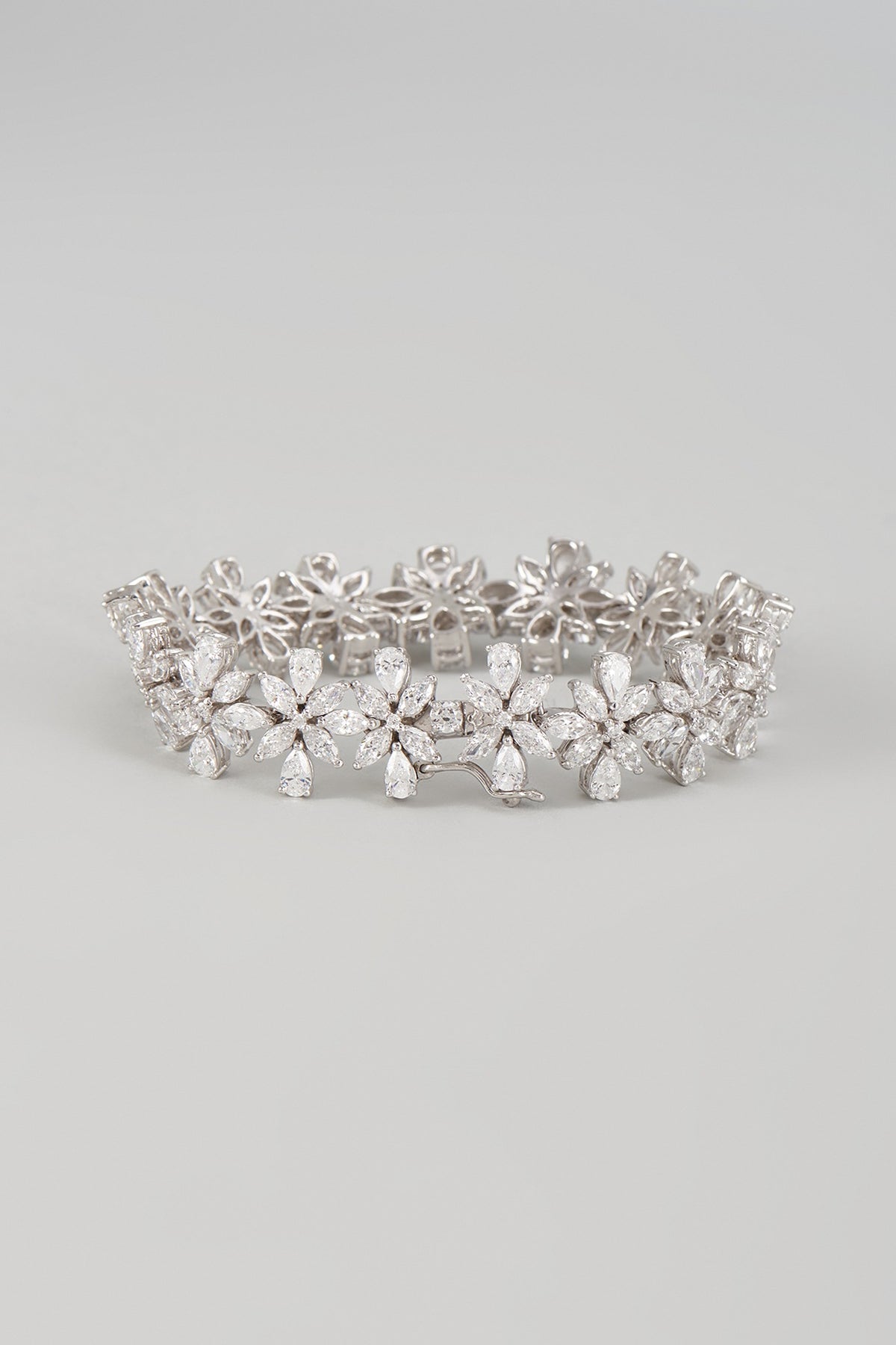 White Finish Swarovski Zircon Bracelet In Sterling Silver