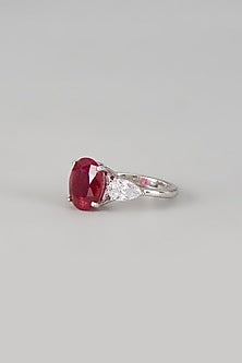 White Finish Swarovski Zirconia Ring In Sterling Silver