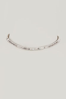 White Finish Swarovski Zirconia Necklace In Sterling Silver