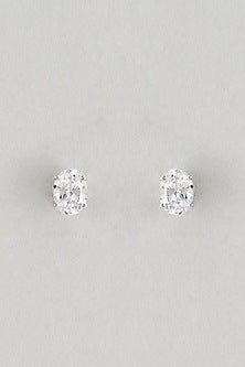 White Finish Swarovski Zirconia Stud Earrings In Sterling Silver