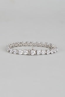 White Finish Swarovski Zirconia Tennis Bracelet In Sterling Silver