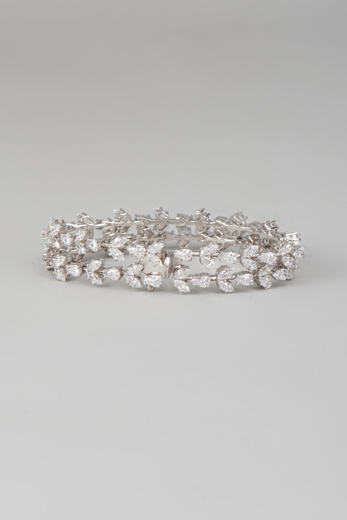 White Finish Swarovski Zircon Bracelet In Sterling Silver