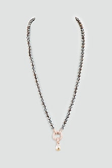 Grey Beaded Long Necklace