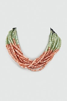 Brown & Light Mehendi Green Beaded Mala