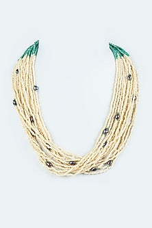 Cream & Sea Green Beaded Mala