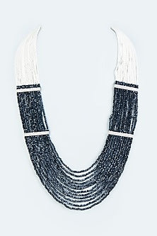 White & Black Beaded Layered Necklace