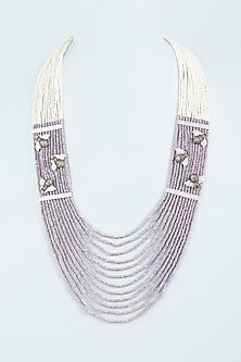 Purple & White Beaded Necklace