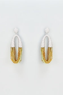 White Finish Yellow Crystal Dangler Earrings