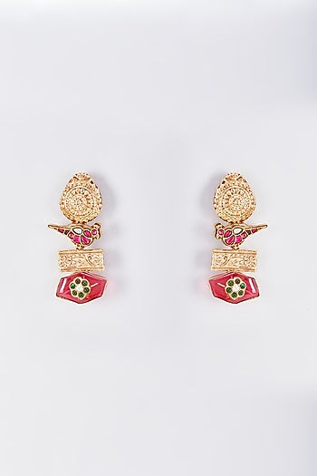 Gold Finish Animal Dangler Earrings