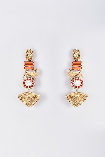 Gold Finish Animal Dangler Earrings
