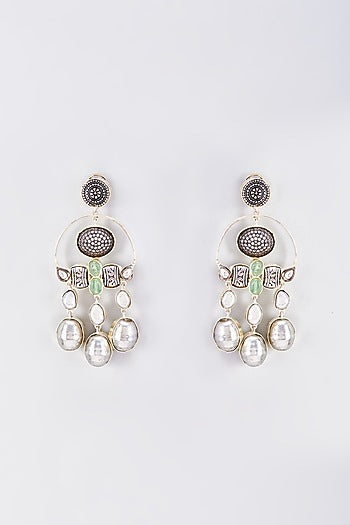 White Finish Animal Dangler Earrings