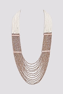 White Finish Crystal Layered Necklace