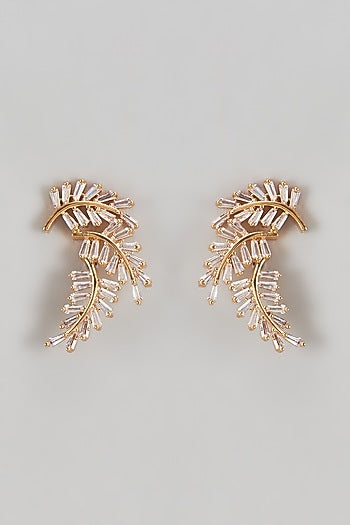 Gold Finish American Diamond Stud Earrings