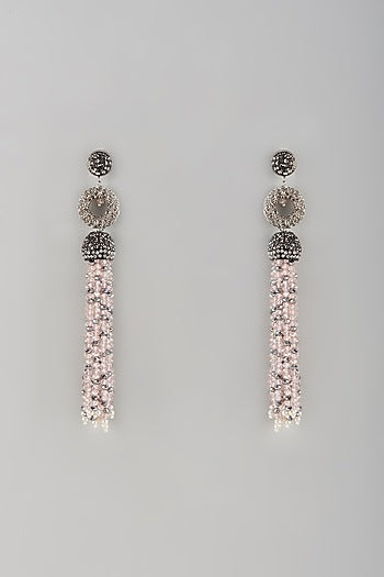 Black Rhodium Finish Crystal Dangler Earrings