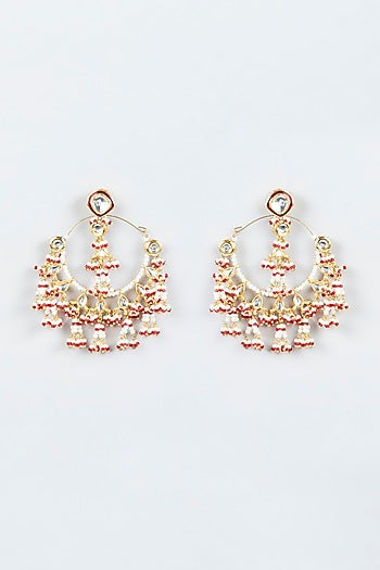 Gold Finish Kundan Polki Dangler Earrings