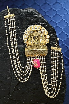 Gold Finish Kundan Polki Matha Patti In Sterling Silver