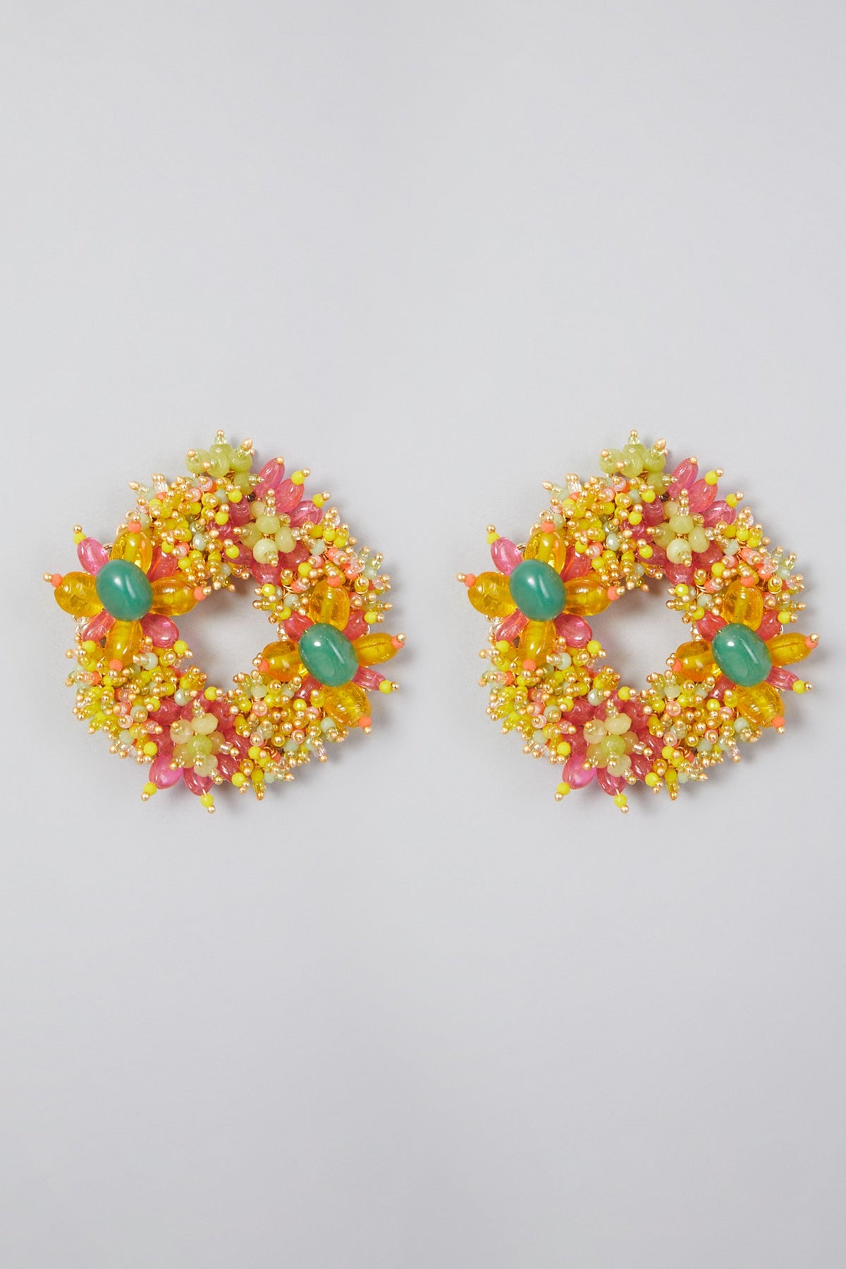 Gold Finish Round Stud Earrings