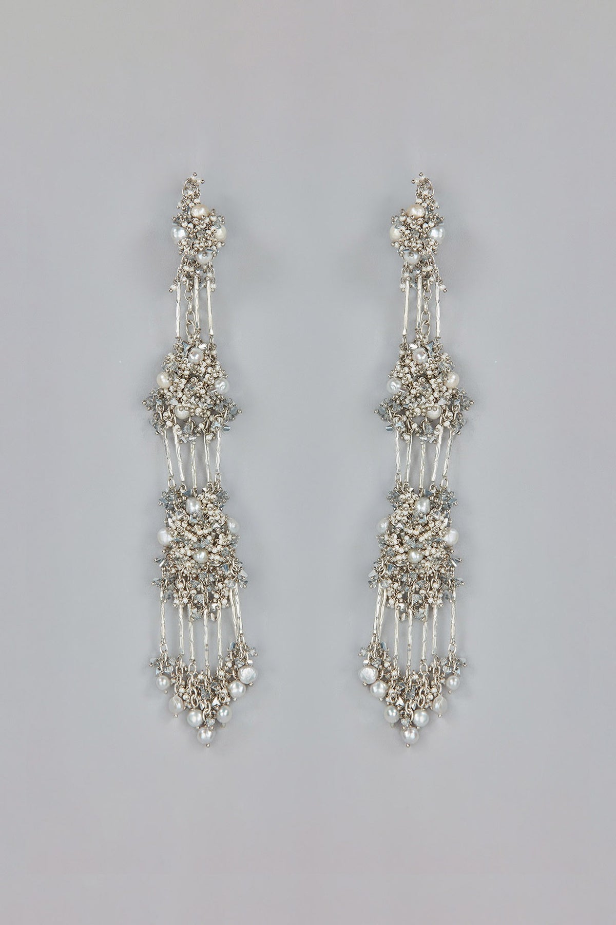 Gold Finish Shell Pearl & Beaded Dangler Earrings