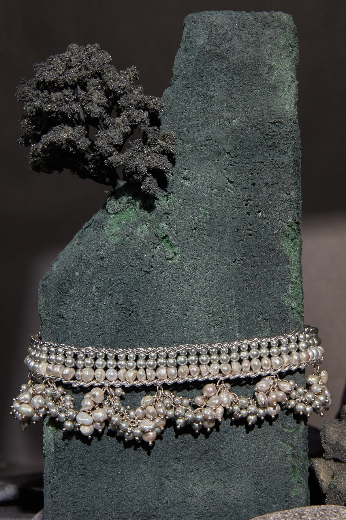 Gold Finish Pearl Choker Necklace