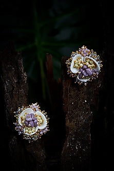 Gold Finish Shell Handcrafted Stud Earrings