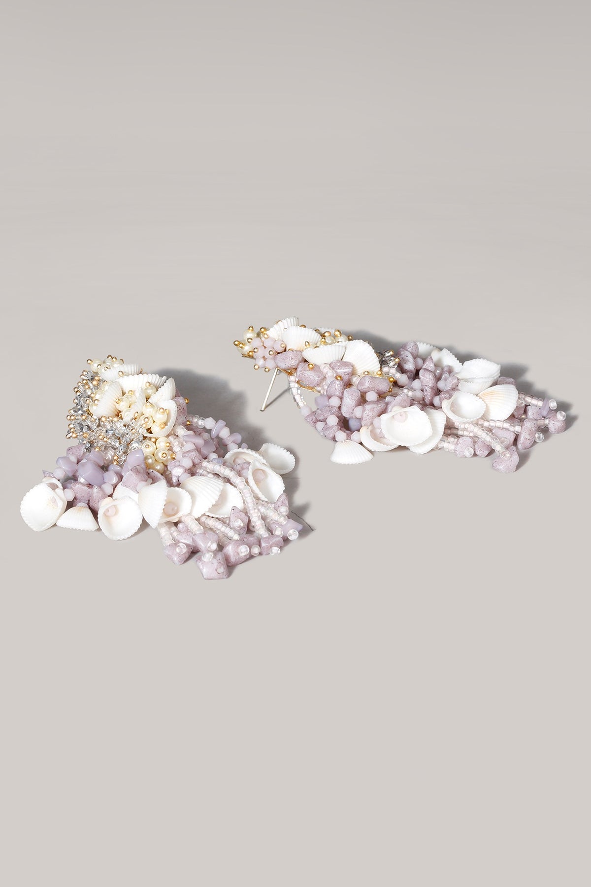 Gold Finish Lilac Semi-Precious Stone Dangler Earrings
