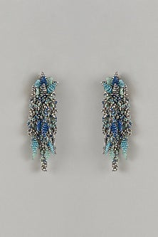 Gold Finish Blue Hydro Beaded Dangler Earrings