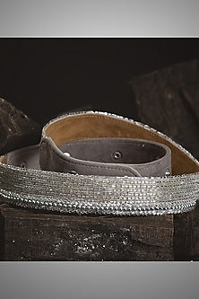 Gold Finish Pearl Embroidered Silver Waist Belt