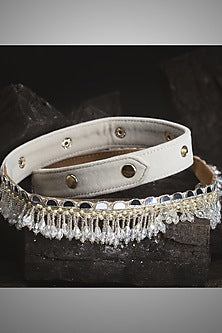 Gold Finish Glass Sequins Embroidered Gold Waist Belt