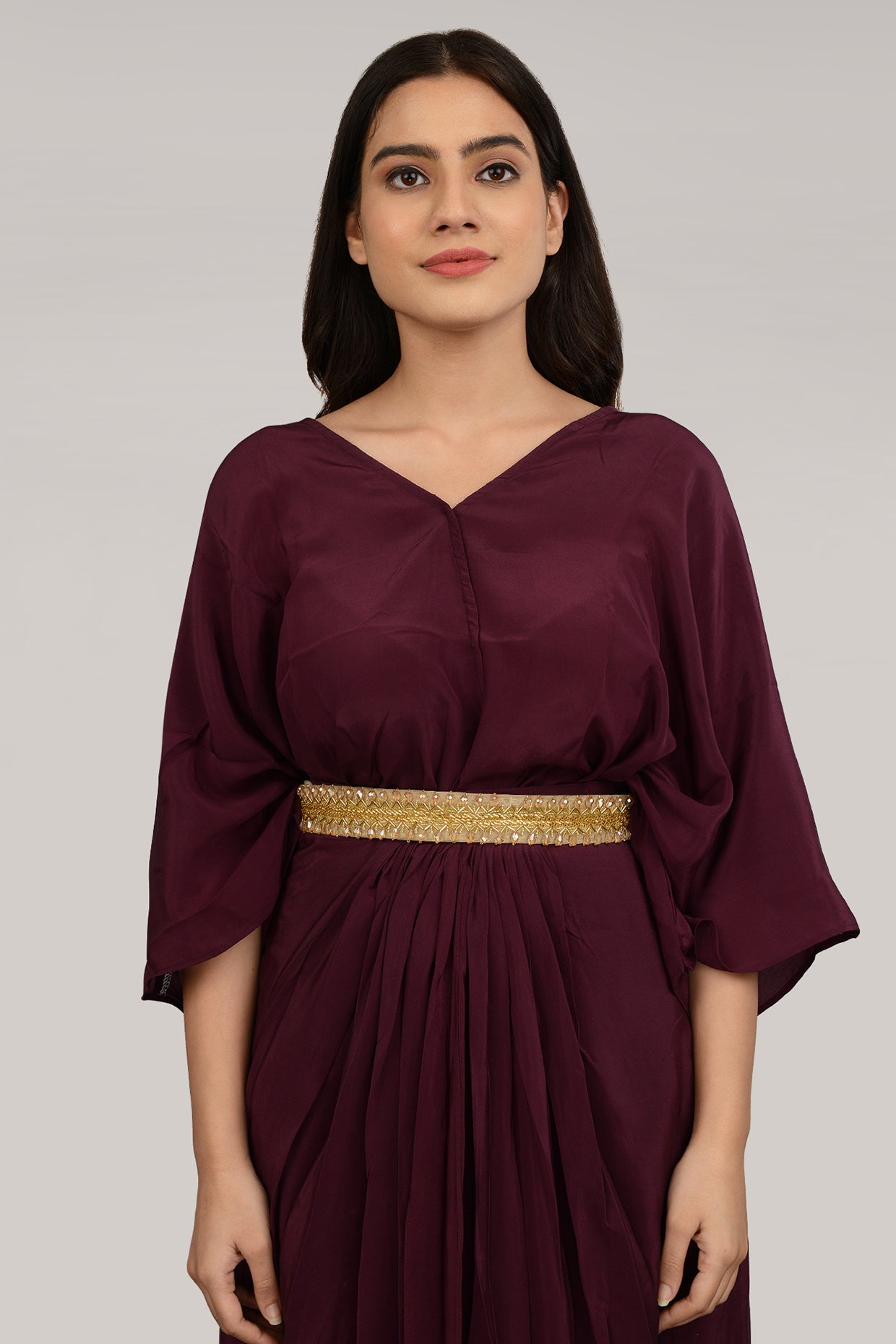 Gold Finish Embroidered Gold & White Waist Belt