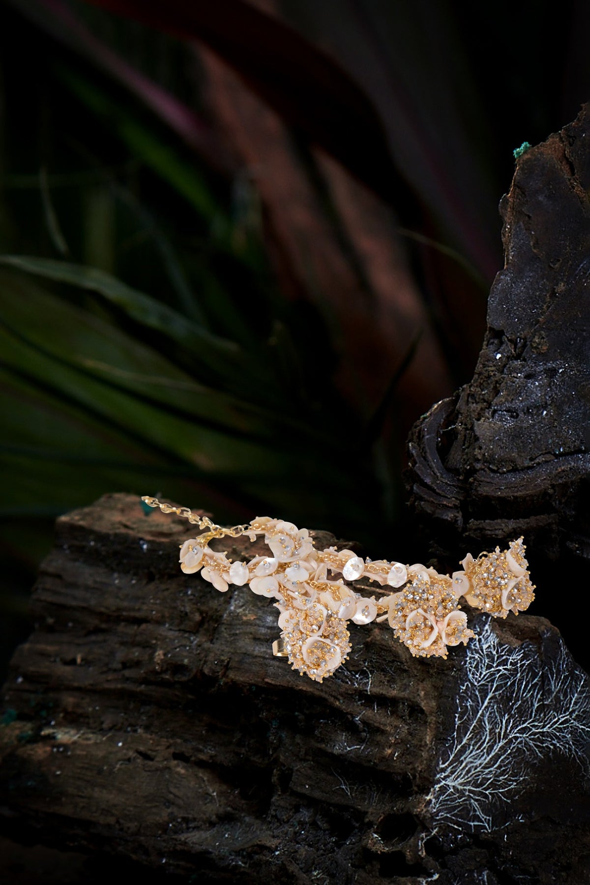 Gold Finish Crystal & Stone Bracelet