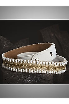 Gold Finish Velvet Peach Waist Belt