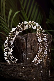 Gold Finish Pink Stone Penta Pink Hair Chain